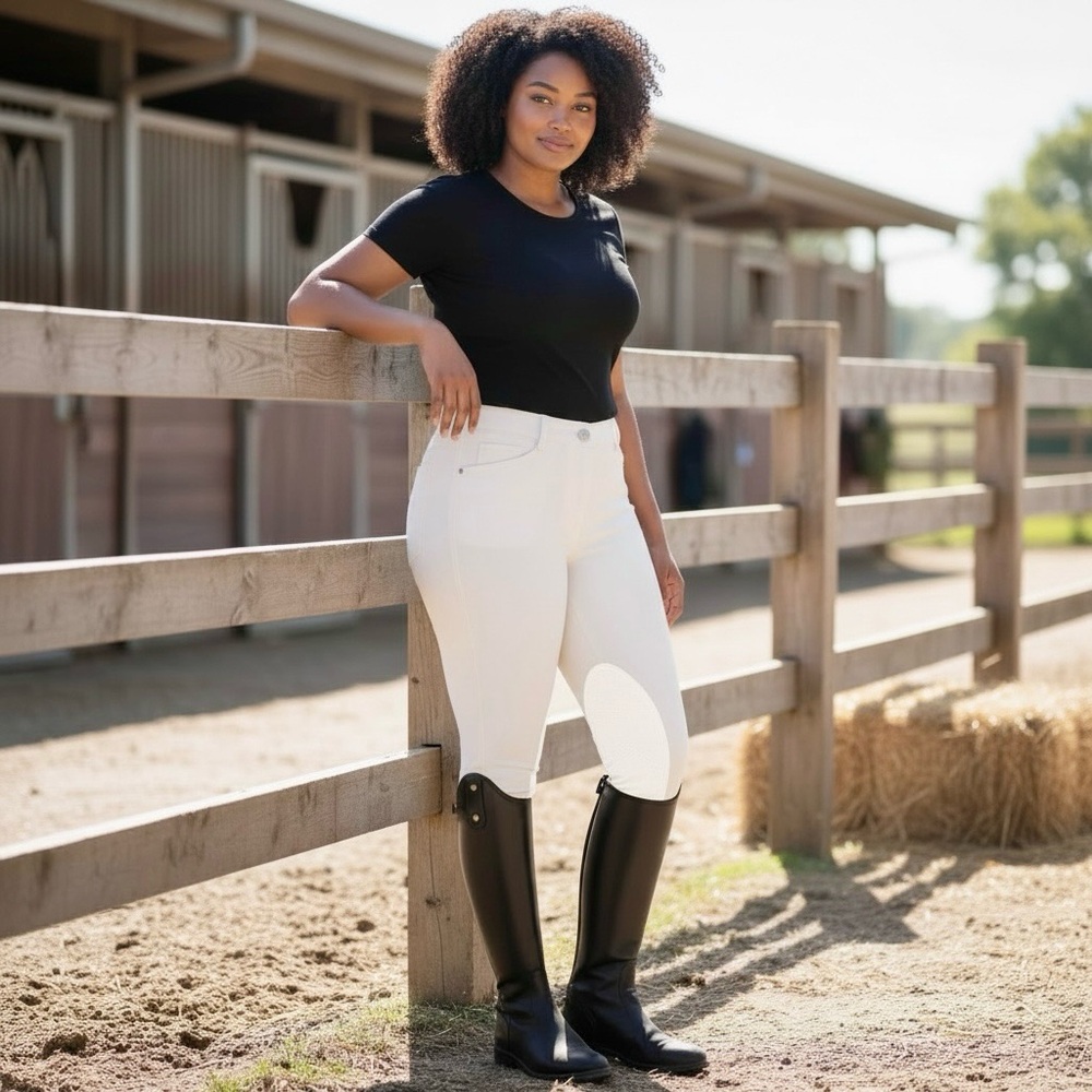 Women's White Riding Pants - Picture 2 of 5